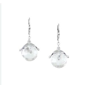 Q Evon Green Amethyst Silver Jester Cap Earrings NWT